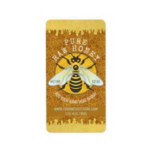 Honeybee Apiary Honey Jar Labels Honeycomb Bee