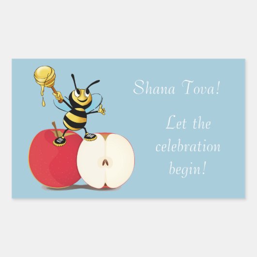 Honeybee Apple Rosh HaShana Rechthoekige Sticker (Voorkant)