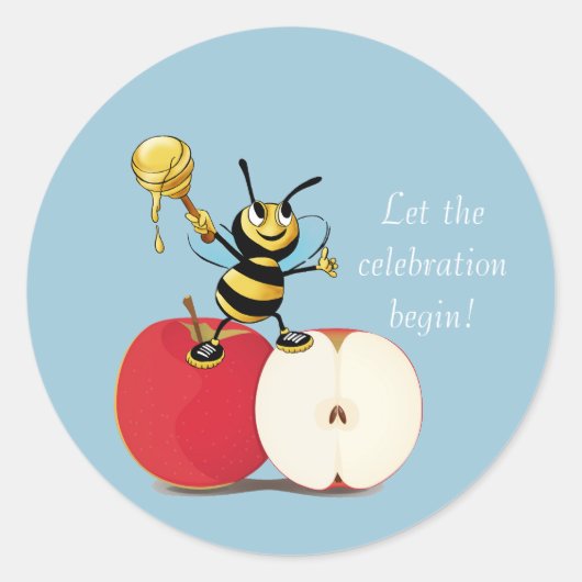 Honeybee Apple Rosh HaShana Ronde Sticker (Voorkant)