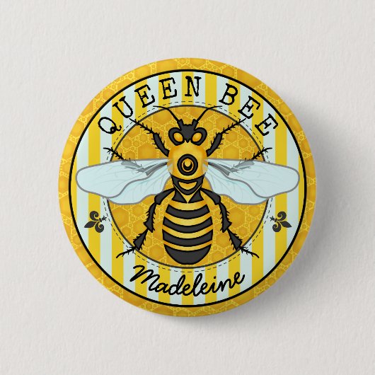Honeybee Bumblebee Queen Bee | Gepersonaliseerd Ronde Button 5,7 Cm (Voorkant)
