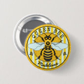 Honeybee Bumblebee Queen Bee | Gepersonaliseerd Ronde Button 5,7 Cm (Voorkant /achterkant)