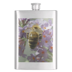Honeybee en Buddleia Flowers Flask Heupfles