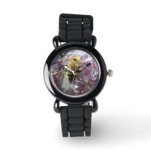 Honeybee en Buddleia Flowers Glitter Watch Horloge