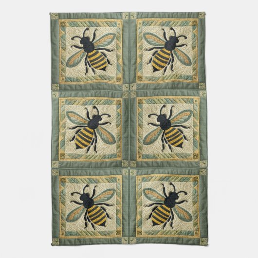 Honeybee Faux Quilt 2 Theedoek (Verticaal)