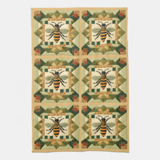 Honeybee Faux Quilt Theedoek