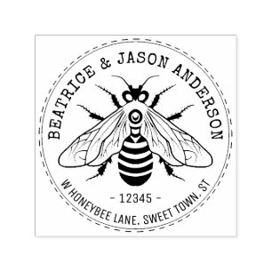 Honeybee Honey Bee Familienaam Retouradres Zelfinktende Stempel