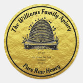 Honeybee Honey Faux Gold Jar Étiquette | Miel (Devant)