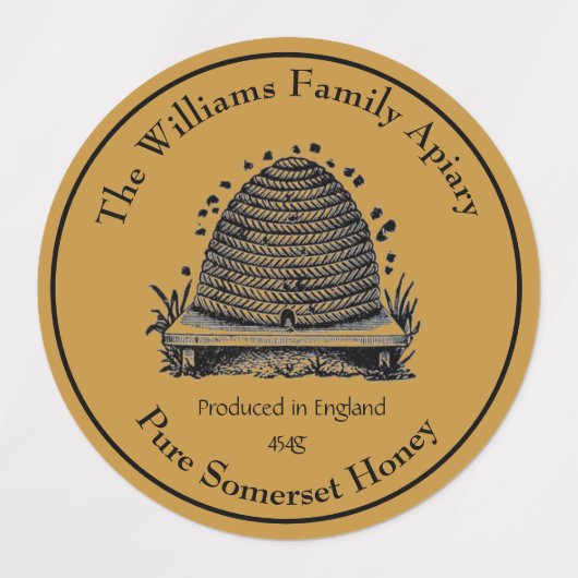 Honeybee Honey Jar Apiary Étiquette | Honey anglai (Design 2)