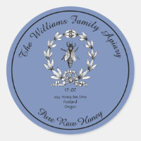 Honeybee Honey Jar Apiary Étiquette | Miel pur cru