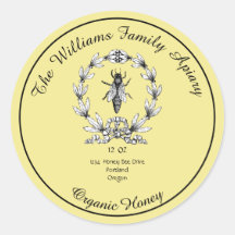 Honeybee Honey Jar Apiary Label | Biologische honi