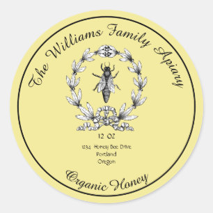 Honeybee Honey Jar Apiary Label   Biologische honi