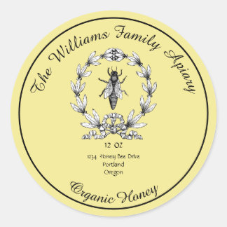 Honeybee Honey Jar Apiary Label | Biologische honi