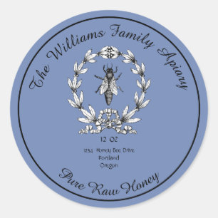 Honeybee Honey Jar Apiary Label   Zuivere rauwe ho