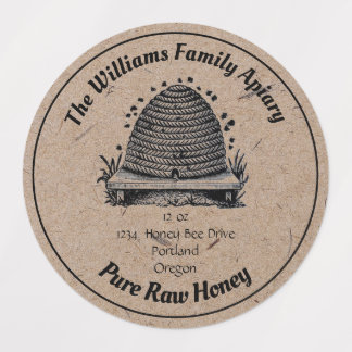Honeybee Honey Jar Apiary Label | Zuivere rauwe ho