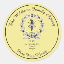Honeybee Honey Jar Apiary Label | Zuivere rauwe ho