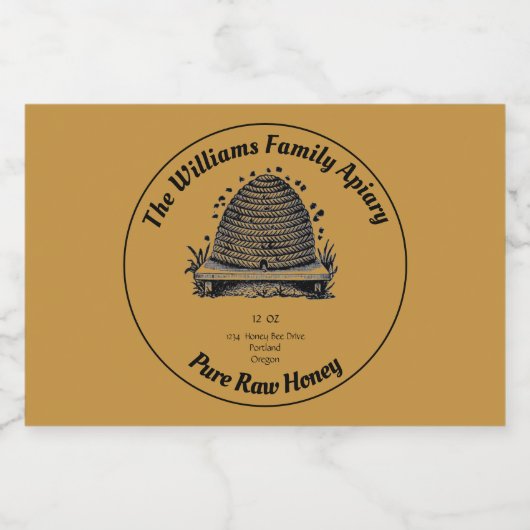 Honeybee Honey Jar Apiary Label | Zuivere rauwe ho Voedselcontainer Etiket (Enkel label)