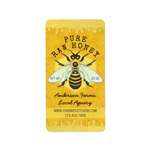 Honeybee Honey Jar Apiary Labels Honeycomb Bee