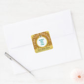Honeybee Honey Jar Apiary Logo | Honeycomb Bee V2 Vierkante Sticker (Envelop)