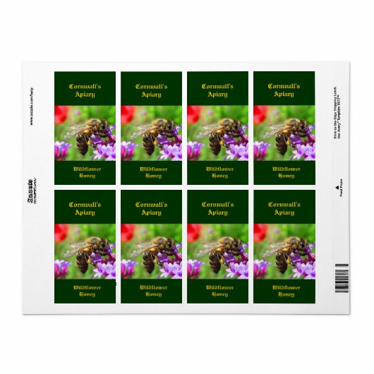 Honeybee Honey Label (Full Sheet)