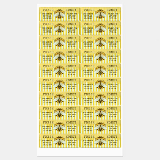 Honeybee Honeycomb Apiary Bee Business Honey Jar Labels (Vel)