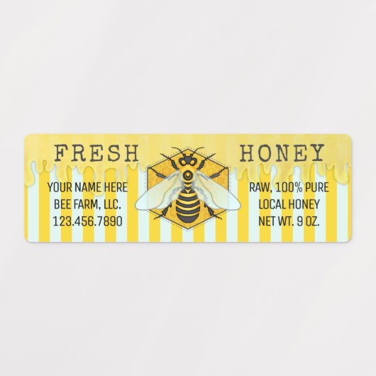 Honeybee Honeycomb Apiary Bee Business Honey Jar Labels (Design 1)