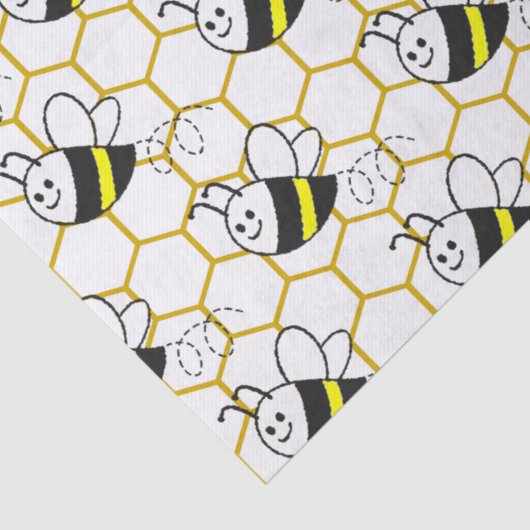 Honeybee Honeycomb Black Yellow White Pattern Tissuepapier (Detail)