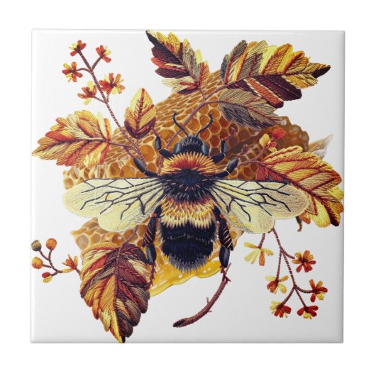 HoneyBee HoneyComb Herfst Wit | Tegeltje (Voorkant)