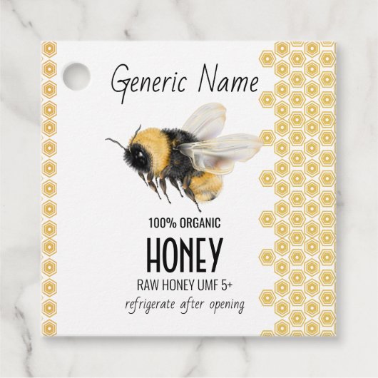 Honeybee Honeycomb Honey Bedankjes Labels (Voorkant)