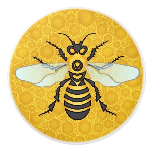 Honeybee Honeycomb Large Bee Apiary Keramische Knop (Voorkant)