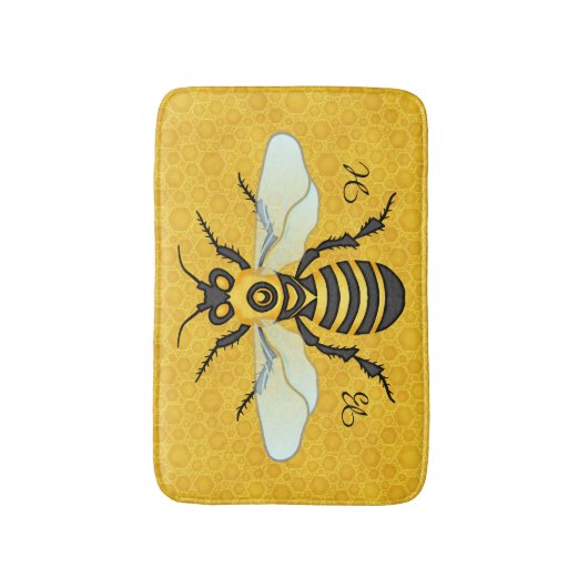 Honeybee Honeycomb  Monogrammen Badmat (Voorkant Verticaal)