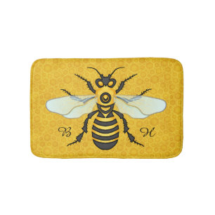 Honeybee Honeycomb  Monogrammen Badmat