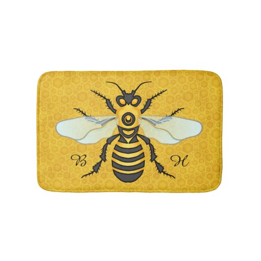 Honeybee Honeycomb  Monogrammen Badmat (Voorkant)