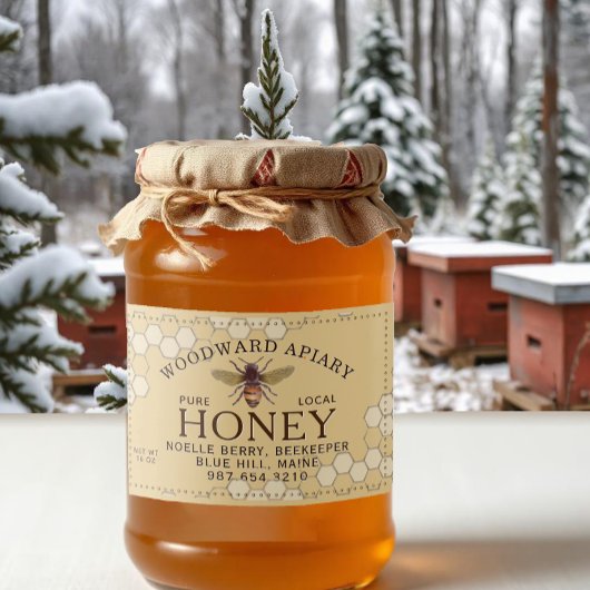 Honeybee Honeycomb Pure Local Honey Yellow Voedselcontainer Etiket