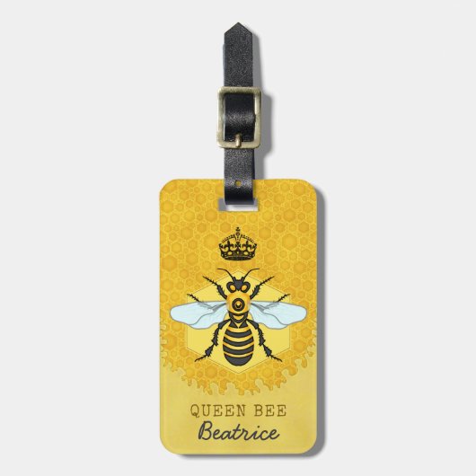 Honeybee Honeycomb Queen Bee Bumblebee Eigen naam Bagagelabel (Voorkant verticaal)