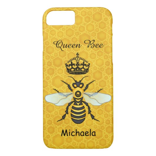 Honeybee Honeycomb Queen Bee Crown Naam Case-Mate iPhone Case (Achterkant)