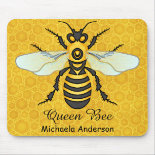 Honeybee Honeycomb Queen Bee Persoonlijke naam Muismat
