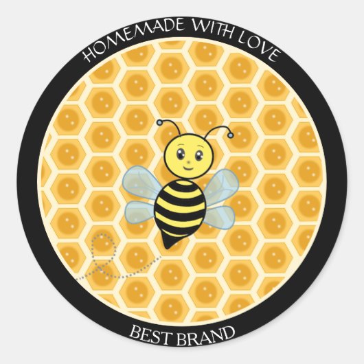 Honeybee Jar Label & Honeycomb Homemade (Voorkant)