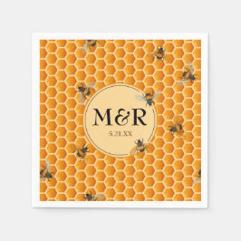 Honeybee Monogram Initialen Gold Wedding Servet