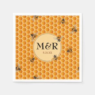 Honeybee Monogram Initialen Gold Wedding Servet