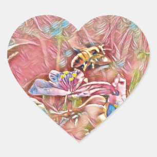 HONEYBEE ON A SPIDERWART - STICKERS ROSE