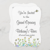 Honeybee Open House Custom Invitation Chamomile (Devant / Derrière)