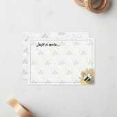 Honeybee Sunflower Drawing Custom Just a Note Notitiekaartje (Voorkant / Achterkant in situ)