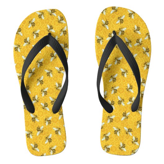 Honeybees Honeycomb Bumble Bee Hive Pattern Teenslippers (Voetbed)