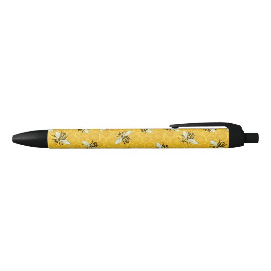 Honeybees Honeycomb Bumble Bee Hive Pattern Zwarte Inkt Pen (Bovenkant)