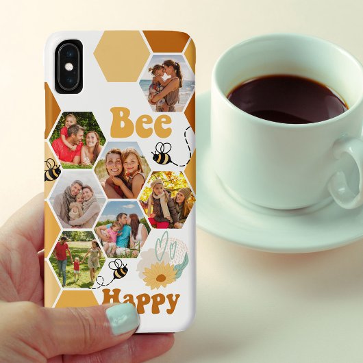 Honeycomb 7 Foto Collage Bee Happy Case-Mate iPhone Case