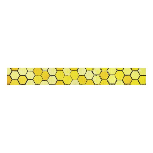 Honeycomb Bee Geëerd Grosgrain Lint (Voorkant)