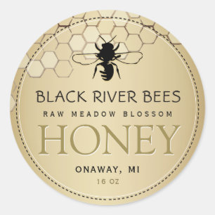 Honeycomb & Bee Raw Miel Étiquette Or