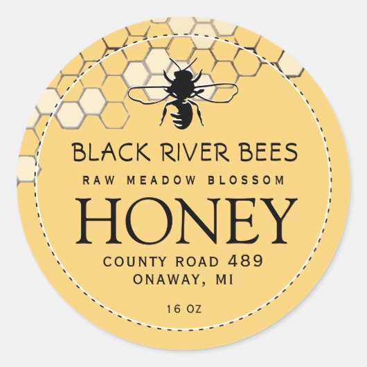 Honeycomb & Bee Raw Miel Étiquette Provence Jaune (Devant)