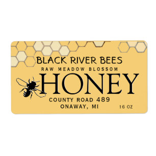 Honeycomb & Bee Raw Miel Étiquette Provence Jaune