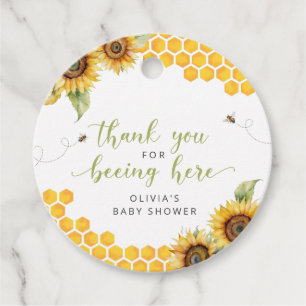 Honeycomb Bee Summer Baby shower Dank u Bedankjes Labels